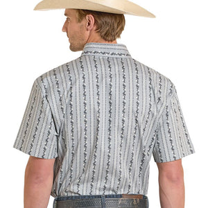 Men's Wallpaper Print Button Down Shirt - Rock & Roll Denim