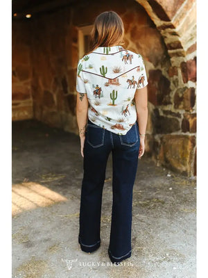 Women's Dark Wash Wide Leg Jeans - Lucky & Blessed