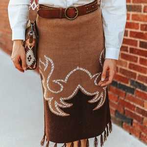 Women's Aztec Knit Slit Skirt