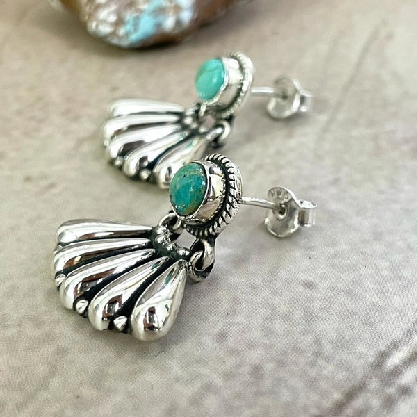 Kingman Turquoise Post Earrings- Nizhoni Traders LLC