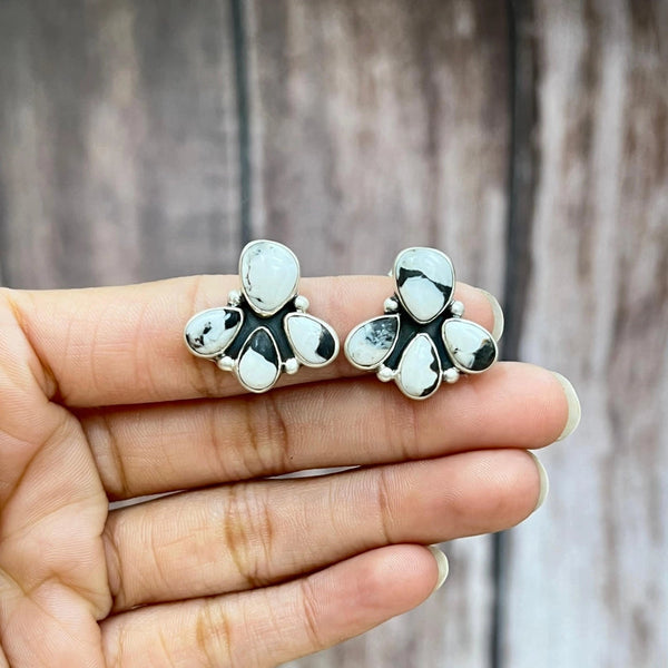 White Buffalo Post Earrings - Nizhoni Traders LLC