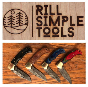 Woody Damascus Folder - Rill Simple Tools