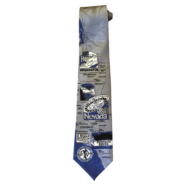 West Coast Blue Silk Necktie - Rockmount Ranch Wear