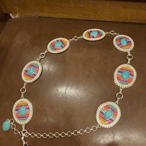 Serape Turquoise Chain Belt