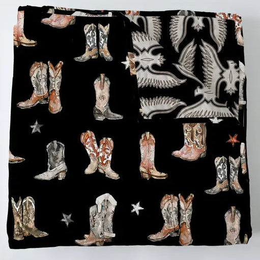 Thunderbird Boots Black Queen Quilt - Ida Mae Home