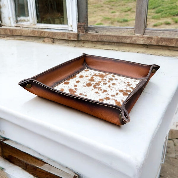 Square Cowhide Tray - Western Linen
