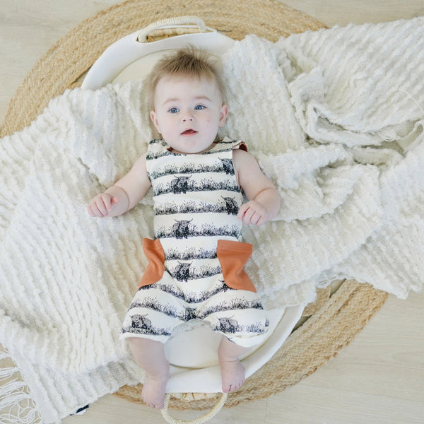 Organic Cotton Sleeveless Romper - Highland Cow