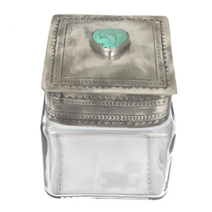 Glass Canister with Silver & Turquoise - J. Alexander