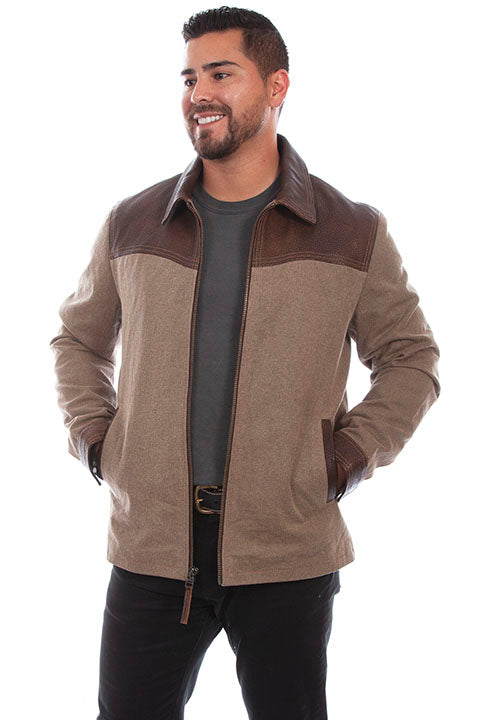 Men's Zip Front Leather Jacket - Scully