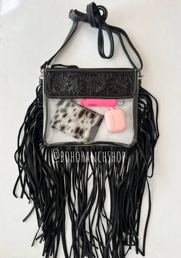 Clear Tooled Crossbody Stadium Purse - Boho Ranch Shop