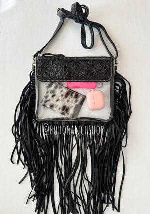 Clear Tooled Crossbody Stadium Purse - Boho Ranch Shop
