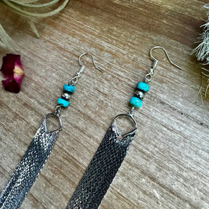 Dangle Earrings with Sterling Silver Perals and Turquoise - The Bijoux Fab