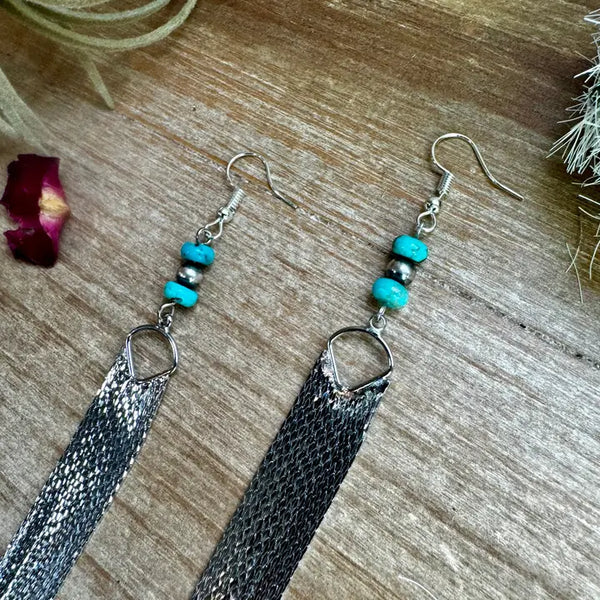 Dangle Earrings with Sterling Silver Perals and Turquoise - The Bijoux Fab