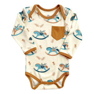 Organic Cotton L/S Bodysuit - Rocking Horse