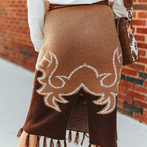 Women's Aztec Knit Slit Skirt