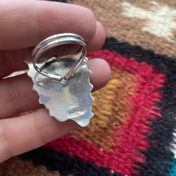 Navajo White Buffalo Cluster Ring - Nizhoni Traders LLC