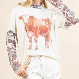 Women's Cow Graphic T-Shirt - Avery
