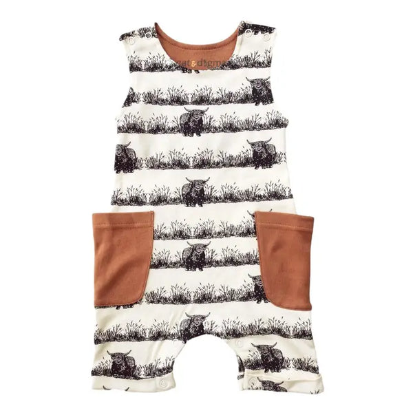 Organic Cotton Sleeveless Romper - Highland Cow