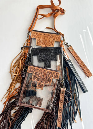 Shayne Small Clear Tooled Crossbody  - Boho Ranch Shop