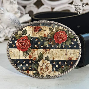 Patriotic Floral Belt Buckle - Bungalow Blue Trading Co