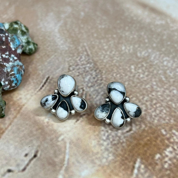 White Buffalo Post Earrings - Nizhoni Traders LLC