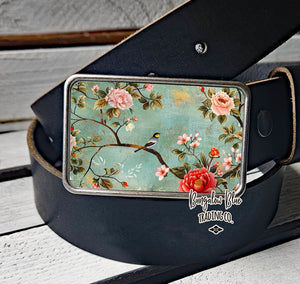 Floral Chinoiserie Belt Buckle - Bungalow Blue Trading Co