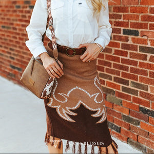 Women's Aztec Knit Slit Skirt