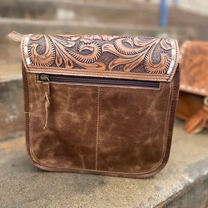 Brown Longhorn Cowhide Leather Crossbody - Western Linen