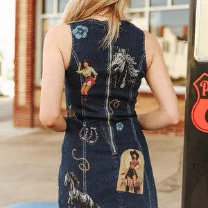 Women's Sleeveless Denim Dress - Lucky & Blessed