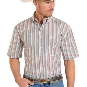 Men's Short Sleeve Maroon Button Shirt - Rock & Roll Denim