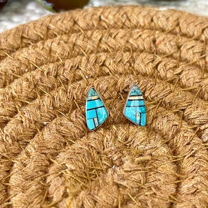 Sterling Silver & Turquoise Inlay Post E/R - Nizhoni Traders