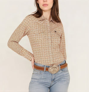 Women's Long Sleeve Pink Print Shirt - Cinch