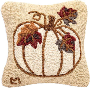 White Pumpkin Hooked Wool Pillow - Chandler 4 Corners