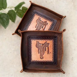 Mini Leather Tray - Western Linen