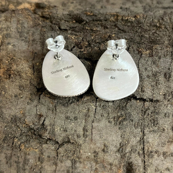 Peacock Dahlia Post Earrings - Nizhoni Traders LLC