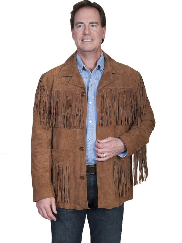 Big and Tall Men's Fringe Leather Jacket - Scully