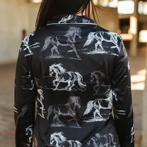 Black Ivory Western Print Pajama Set - Lucky & Blessed