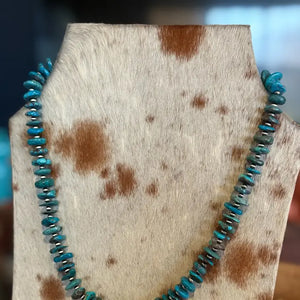 Turquoise Disks with Sterling Pearls Necklace  - Z Bar