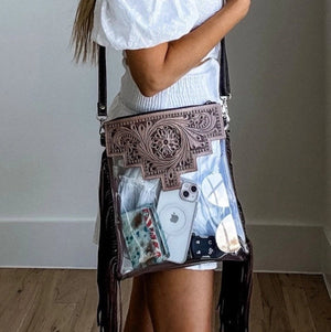Shayne Large Clear Tooled Crossbody  - Boho Ranch Shop