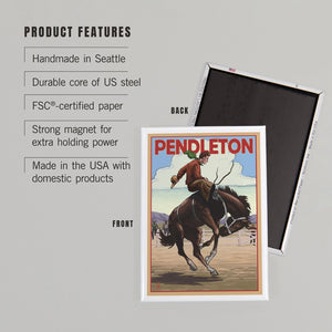 Pendleton, OR Bucking Bronco Magnet - Lantern Press