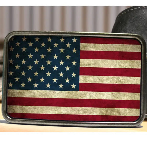Distressed American Flag Belt Buckle - Bungalow Blue Trading Co