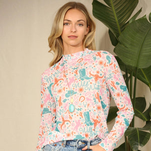 Wild West Longhorn Mesh Top - Avery