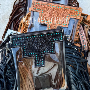 Shayne Small Clear Tooled Crossbody  - Boho Ranch Shop