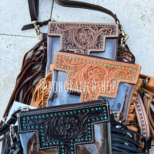Shayne Small Clear Tooled Crossbody  - Boho Ranch Shop
