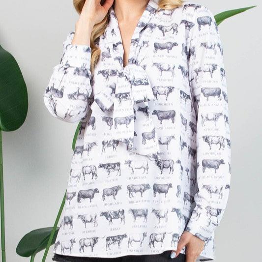 Herd Print Front-Tie Top - Avery