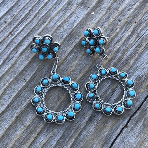 Turquoise Silver Petit Point Dangle E/R - Nizhoni Trader