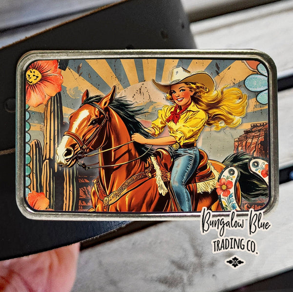 Boho SunriseCowgirl Belt Buckle - Bungalow Blue Trading Co