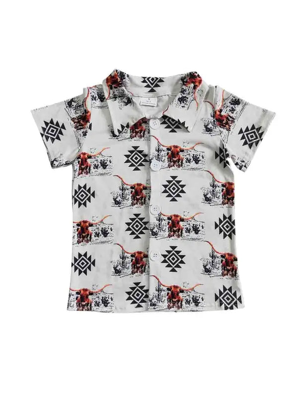 Toddlers Western Cow Button Up Shirt