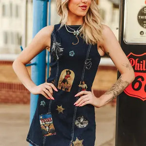 Women's Sleeveless Denim Dress - Lucky & Blessed