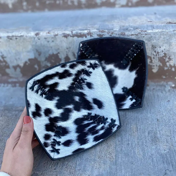Leather Black & Cowhide Bowl - Western Linen